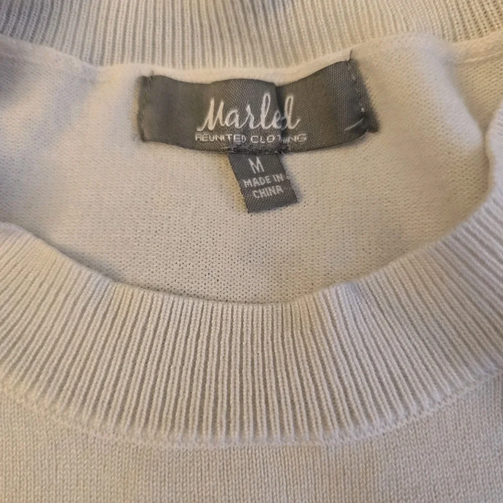 Marled Reunited Clothing White‎ Blue Strip Sweater Love Letters Medium Nautical